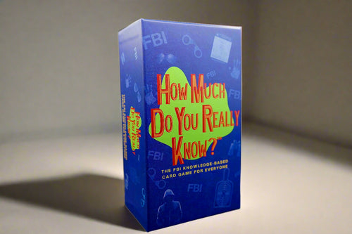 Card game box titled 'How Much Do You Really Know?' by FBI on a white background