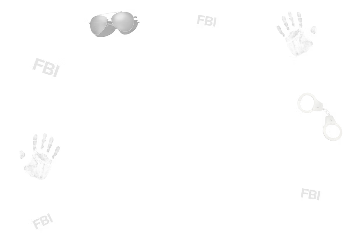 White background with FBI logos and symbols